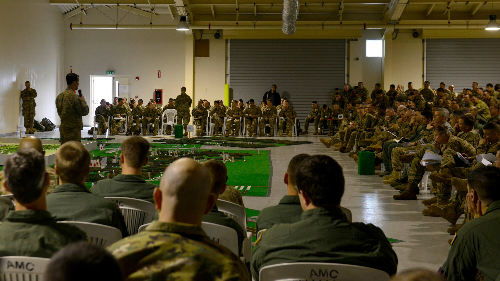 The 173rd Airborne Brigade hosts a rehearsal of concept drill for Saber Junction 16, April 9, 2016, at Aviano Air Base, Italy. The exercise involved the 173rd Airborne Brigade and 16 allied and European nations conducting land operations in a joint, combined environment and to promote interoperability with participating nations. (U.S. Air Force photo by Airman 1st Class Cary Smith/Released)