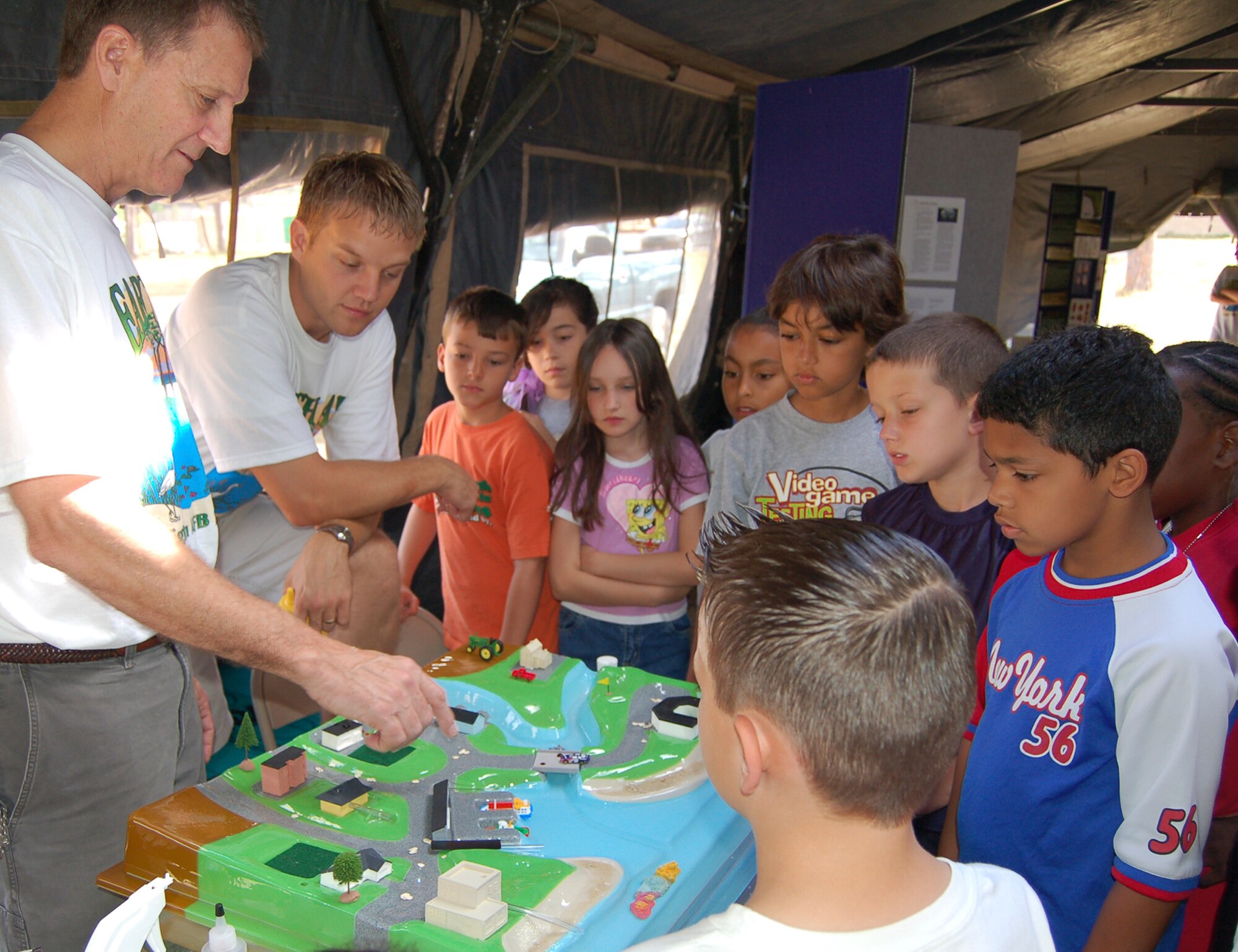 Earth Day: Children from the Eglin Elementary School participate in Earth Day 2014. The EQ Team set up interactive displays in natural and cultural resources management, recycling and hazard material management among other educational displays.