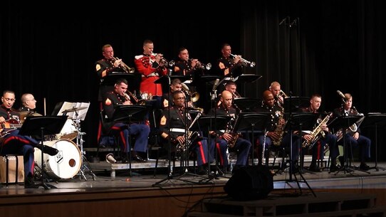 Marines with the Marine Corps All Star Jazz Band perform at Palm Beach Central High School in West Palm Beach, Florida as part of their southwest regional tour. (Photo by Sgt Michael Lopez, USMC)