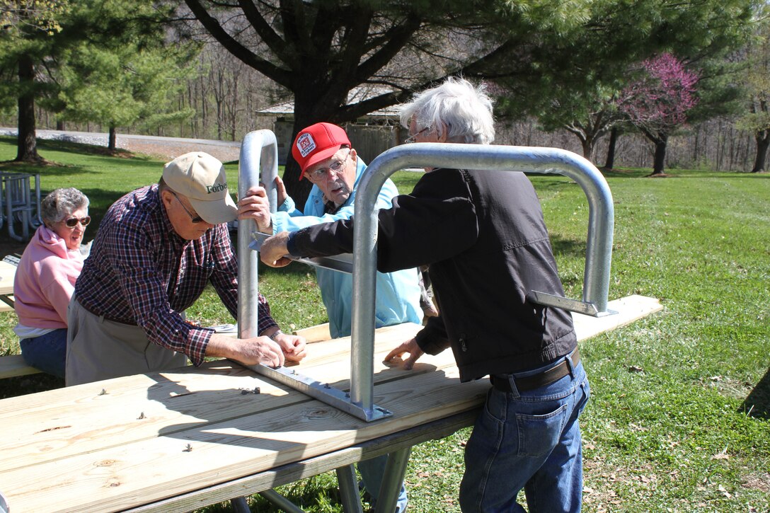 More than three hundred volunteers participated in the 35th annual Take Pride in Blue Marsh Day on April 16, 2016.  Volunteers work on a variety of projects, including litter clean-up, nature trail maintenance, guiderail construction, bridge construction and tree planting.