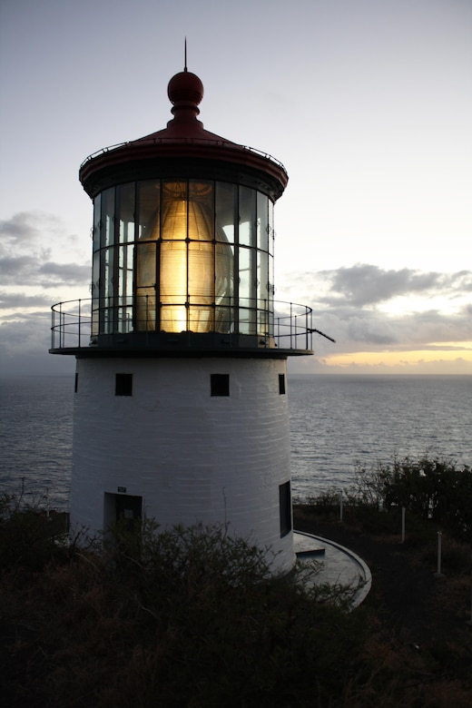 Makapu'u Point, Hawaii (April 15, 2016) -- Makapu’u Lighthouse was built by the Corps in 1909 on a 600-foot sea cliff overlooking Makapu’u Beach in southeast Oahu. The Corps’ history in Hawaii and the Pacific began in 1905 when Lt. John Slattery became the District’s first commander. His original mission was to construct lighthouses for navigation, like Makapu’u.  Makapu’u Point is an important location passed by all ships moving between Honolulu and the U.S. Mainland. The lighthouse is still an active U.S. Coast Guard navigation aid in use today.  