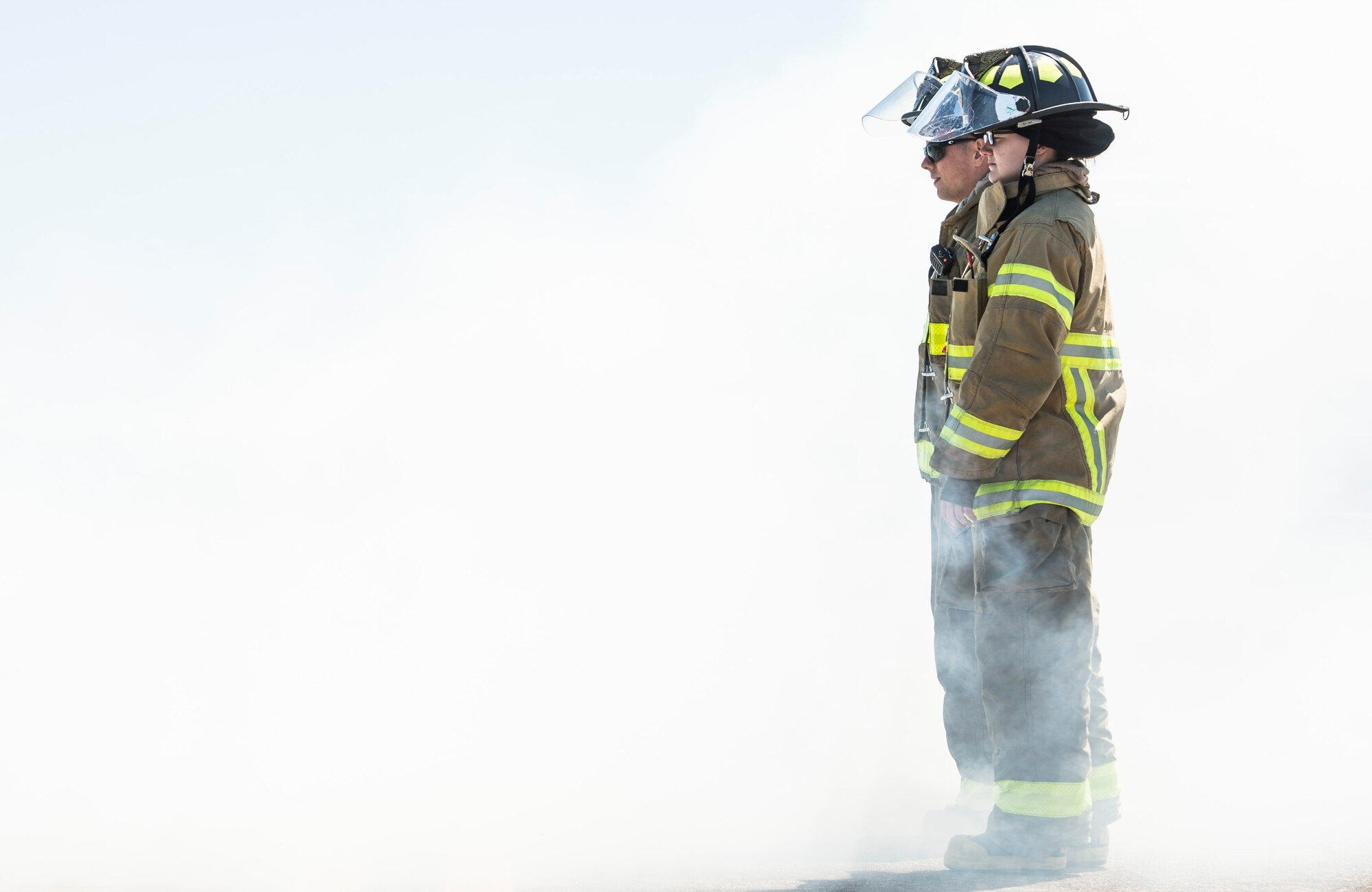 U.S. Airmen assigned to the 633rd Civil Engineer Squadron fire department observe a controlled burn at Langley Air Force Base, Va., April 17, 2016. The controlled burn killed any vegetation to mitigate potential risks prior to a fireworks show.  (U.S. Air Force photo by Senior Airman Kayla Newman)