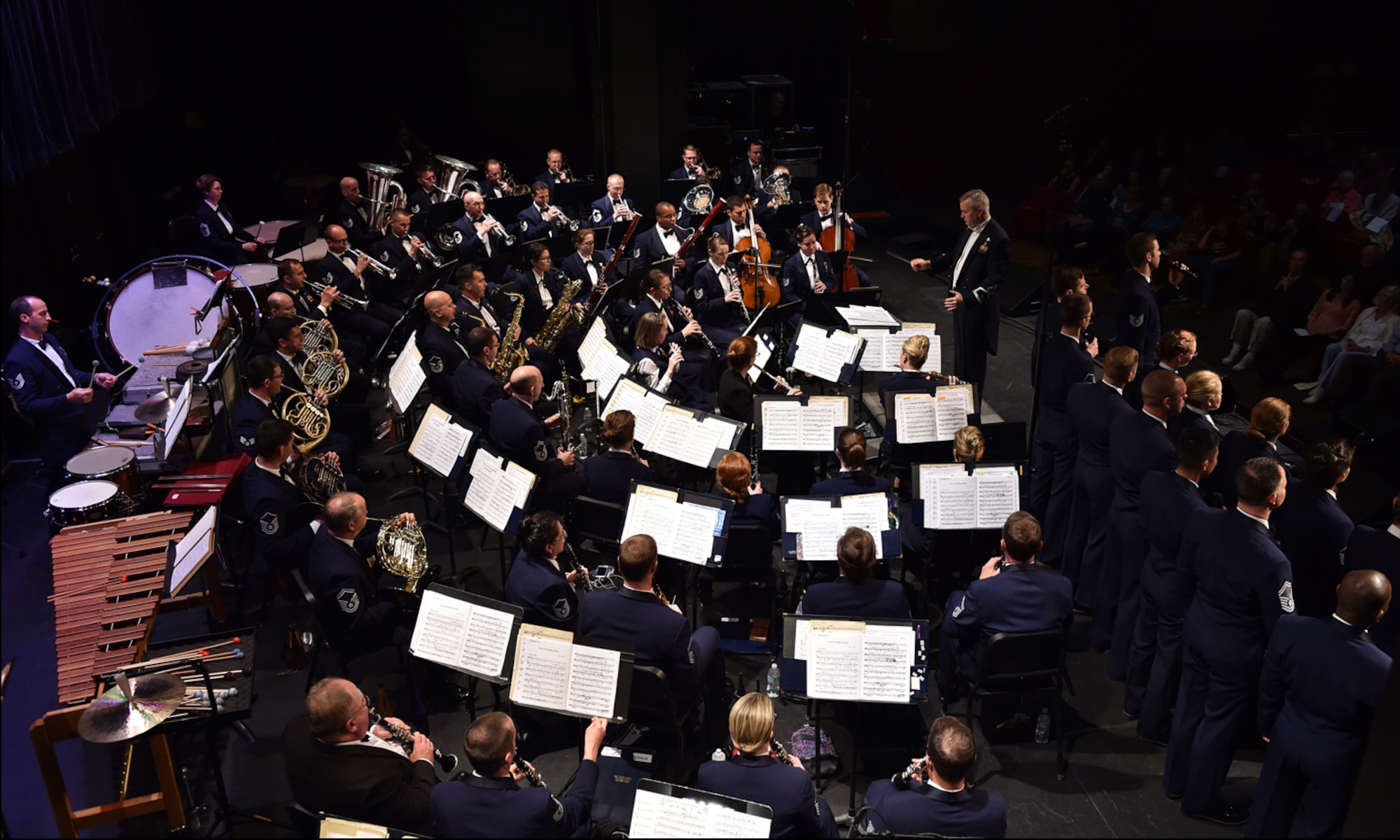 The U.S. Air Force Singing Sergeants and Concert Band perform at University Louisiana-Monroe, in Monroe, La., April 11, 2016. The bands performed across five states during a 12 day spring tour. (U.S. Air Force photo by Senior Airman Dylan Nuckolls/Released)
