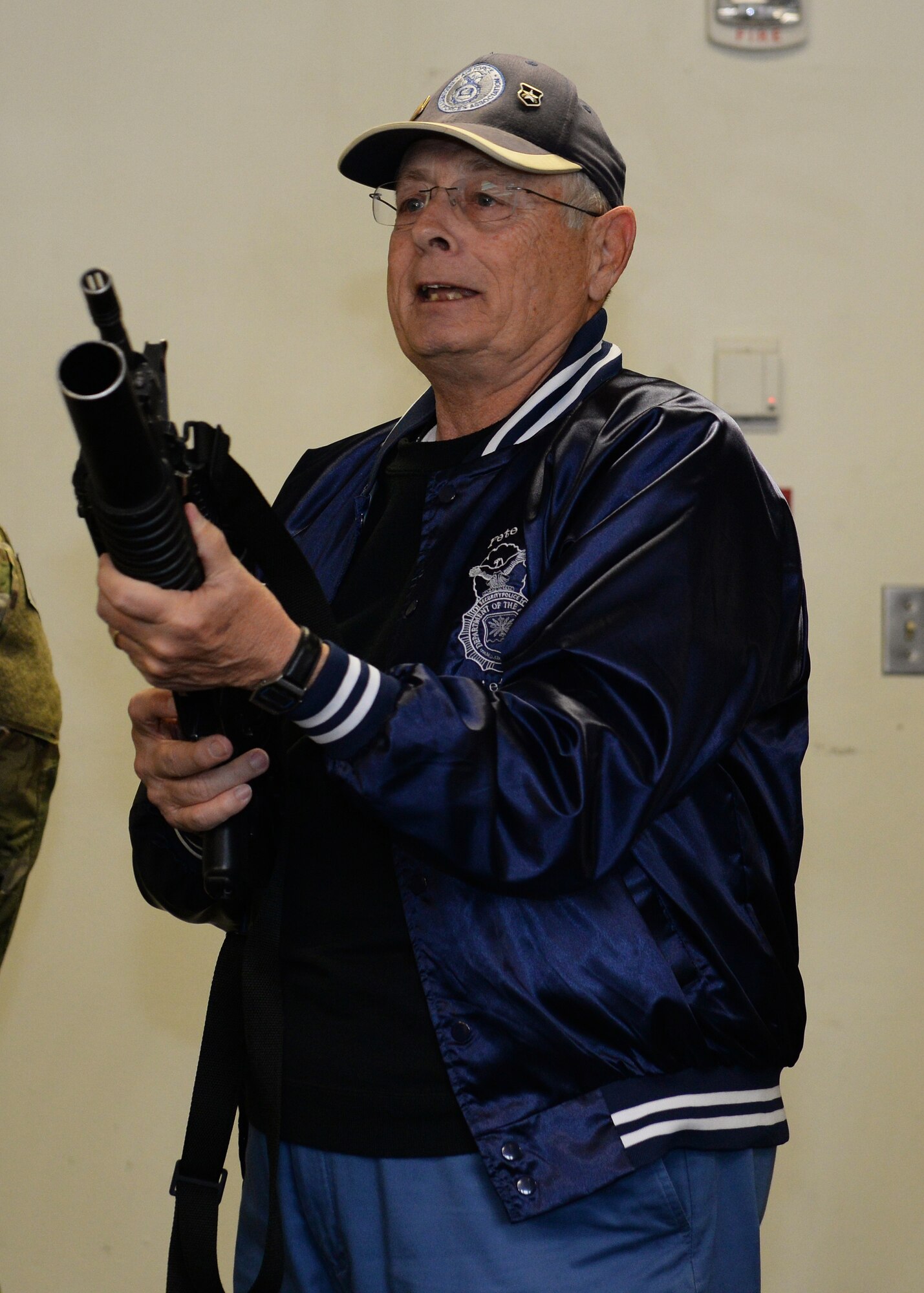 Retired Senior Master Sgt. William “Pete” Piazza, a former Air Force Security Forces member, visits with members of the 91st Security Forces Group during a visit to Minot Air Force Base, N.D., April 5, 2016. Sergeant Piazza’s visit was one of encouragement to the men and women of Minot AFB and to personally thank them for the sacrifices made every day in the defense of this nation. (U.S. Air Force photo/Airman 1st Class Matt Rauschnot)