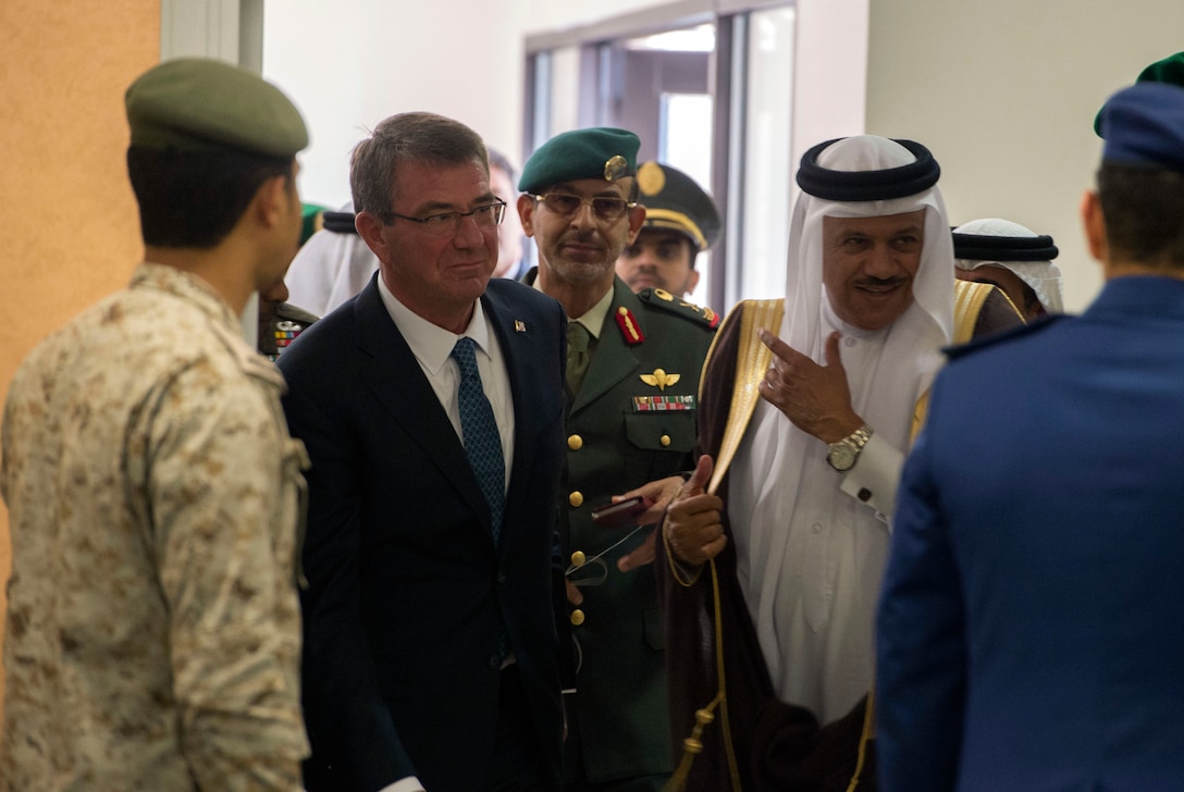 Defense Secretary Ash Carter attends the U.S.-Gulf Cooperation Council Summit in Riyadh, Saudi Arabia, April 20, 2016. Carter is visiting Saudi Arabia to help accelerate the lasting defeat of the Islamic State of Iraq and the Levant and participate in the U.S.-GCC Summit. DoD photo by Air Force Senior Master Sgt. Adrian Cadiz