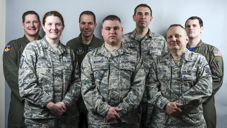 Members of the 445th Airlift Wing Inspector General Inspections Team stand by to answer questions concerning the Unit Effectiveness Inspection and Mission Internal Control Toolset. (U.S. Air Force photo/Staff Sgt. Devin Long)