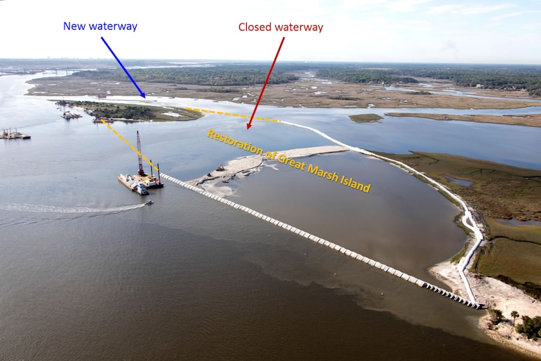 A new flow-way is now open in Chicopit Bay on the St. Johns River, and boaters there are helping the Mile Point construction crew by remaining alert in the busy construction area. 


