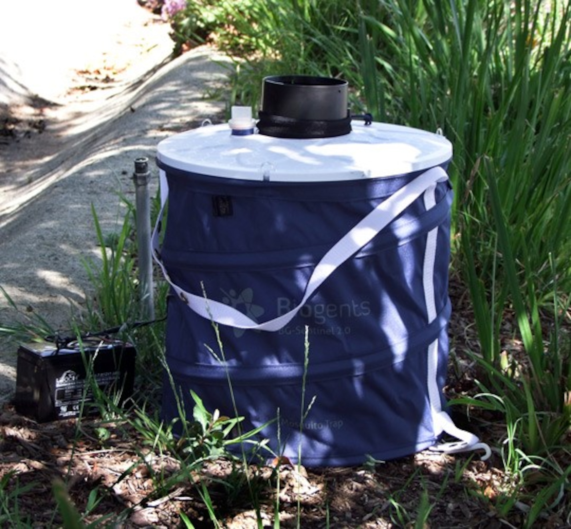 The Biogents Sentinel mosquito trap provides surveillance for the Aedes aegypti, yellow fever mosquito, also known as the dengue mosquito, and the Asian tiger mosquito, Aedes albopictus, at Langley Air Force Base, Va. The traps will be in place throughout mosquito season. Personnel should not tamper with the traps.  (Courtesy photo)