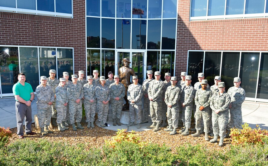MCGHEE TYSON AIR NATIONAL GUARD BASE, Tenn. -- Graduates of the Instructor Certification Program at the I.G. Brown Training and Education Center gather outside Patriot Hall here April 13, 2016, for their class photo. The demanding, two-week course teaches students on developing effective lesson plans and tests as well as giving formal and informal lectures, guided discussions, case studies and other methods and particulars for effective instructors.  (U.S. Air National Guard photo by Master Sgt. Jerry Harlan/Released)