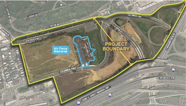 A graphic depicting the boundaries for Arlington National Cemetery's Southern Expansion Project. 