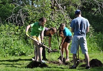 The Walla Walla District, U.S. Army Corps of Engineers, along with volunteers from Whitman College,  Walla Walla University, and Walla Walla Community College plant 13 large trees throughout Rooks Park, as well as move a tree that is too close to the levee, on Apr. 17, 2016. The earth day planting event was a service-day partnership with the Tri-College organization.  (Photos by Jennifer McFadden Allen) - 