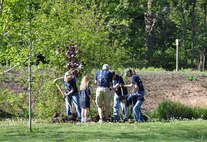 The Walla Walla District, U.S. Army Corps of Engineers, along with volunteers from Whitman College,  Walla Walla University, and Walla Walla Community College plant 13 large trees throughout Rooks Park, as well as move a tree that is too close to the levee, on Apr. 17, 2016. The earth day planting event was a service-day partnership with the Tri-College organization.  