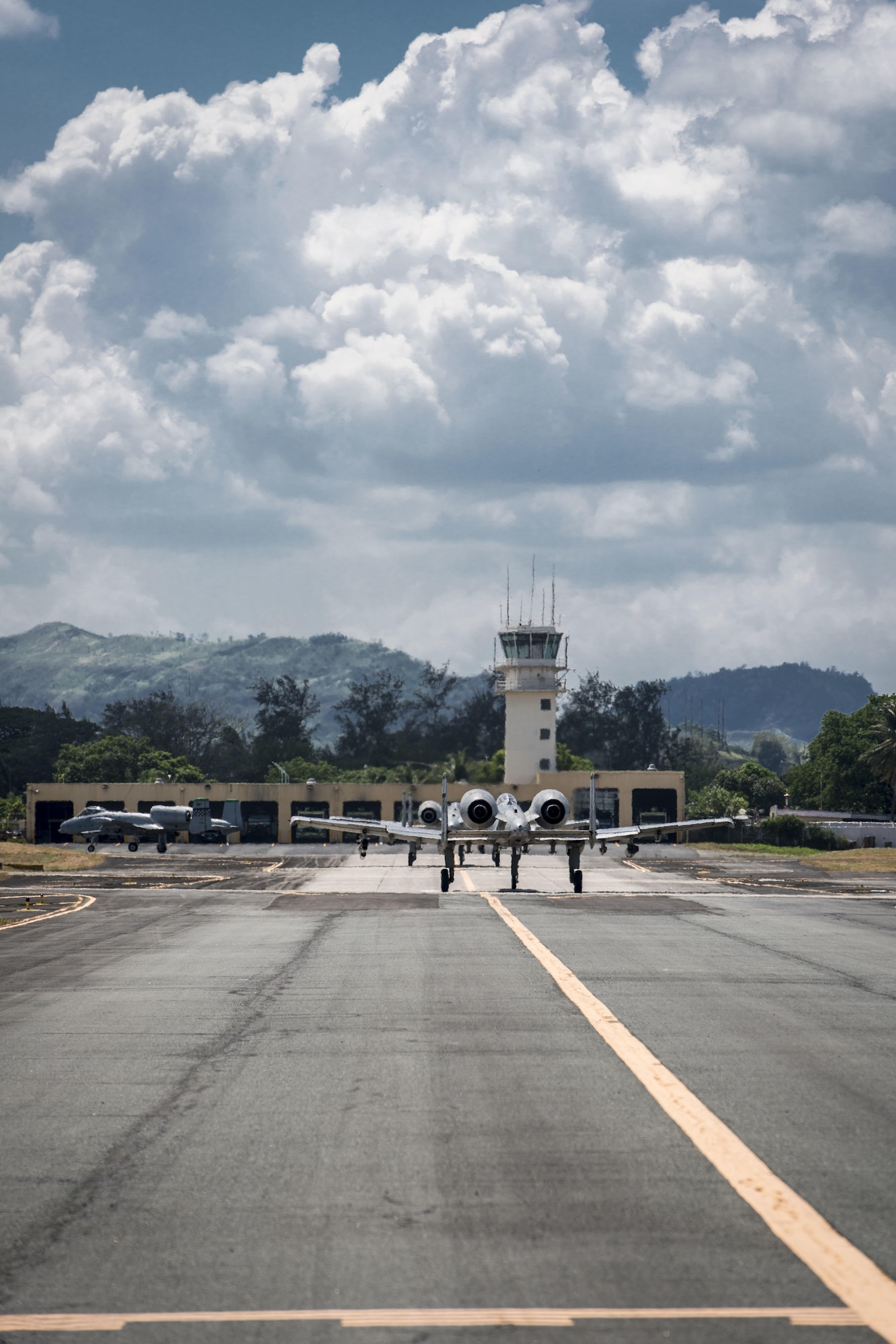 Four U.S. Air Force A-10C Thunderbolt IIs, with the 51st Fighter Wing, Osan Air Base, Republic of Korea, return to Clark Air Base, Philippines, April 19, 2016, after flying their first operational mission through international airspace in the vicinity of Scarborough Shoal west of the Philippines providing air and maritime situational awareness. These missions promote transparency and safety of movement in international waters and airspace, showcasing the U.S. commitment to ally and partner nations and to the Indo-Asia-Pacific region’s continued stability now and for generations to come. (U.S. Air Force photo by Staff Sgt. Benjamin W. Stratton)
