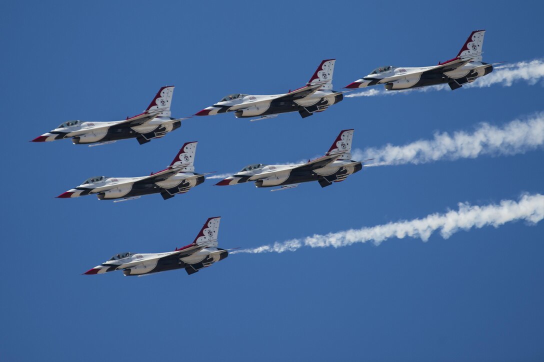 The Thunderbirds fly in a delta formation during the Luke Air Force Base, Ariz., Air Show, April 2, 2016. Air Force photo by Tech. Sgt. Christopher Boitz