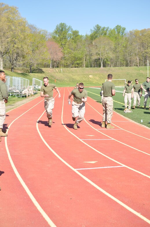 A relay race was one of the events that Marines participated in.