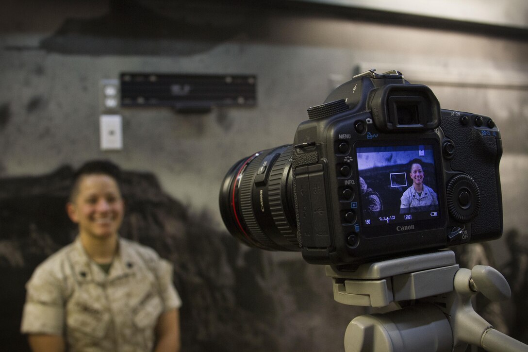 Sgt. Jocelyn Penagos auditions at the casting call tour visit aboard Marine Corps Base Quantico, Virginia, April 18, 2016. The casting call tour visited 11 locations nation-wide aboard eight Marine Corps bases. Penagos is a supply administration specialist for Marine Corps Recruiting Command. 