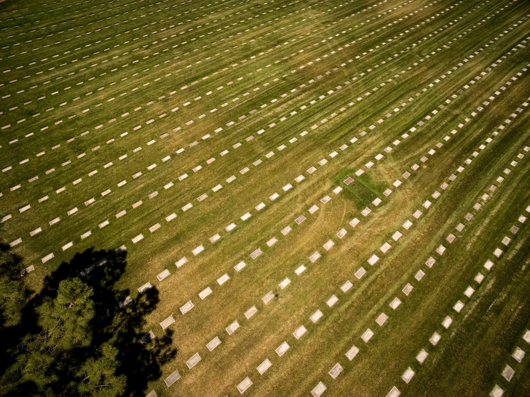 Grave sites are viewed from above at Riverside National Cemetery, Riverside, Calif., June 17, 2015. Air Force photo by Master Sgt. John R. Nimmo Sr.