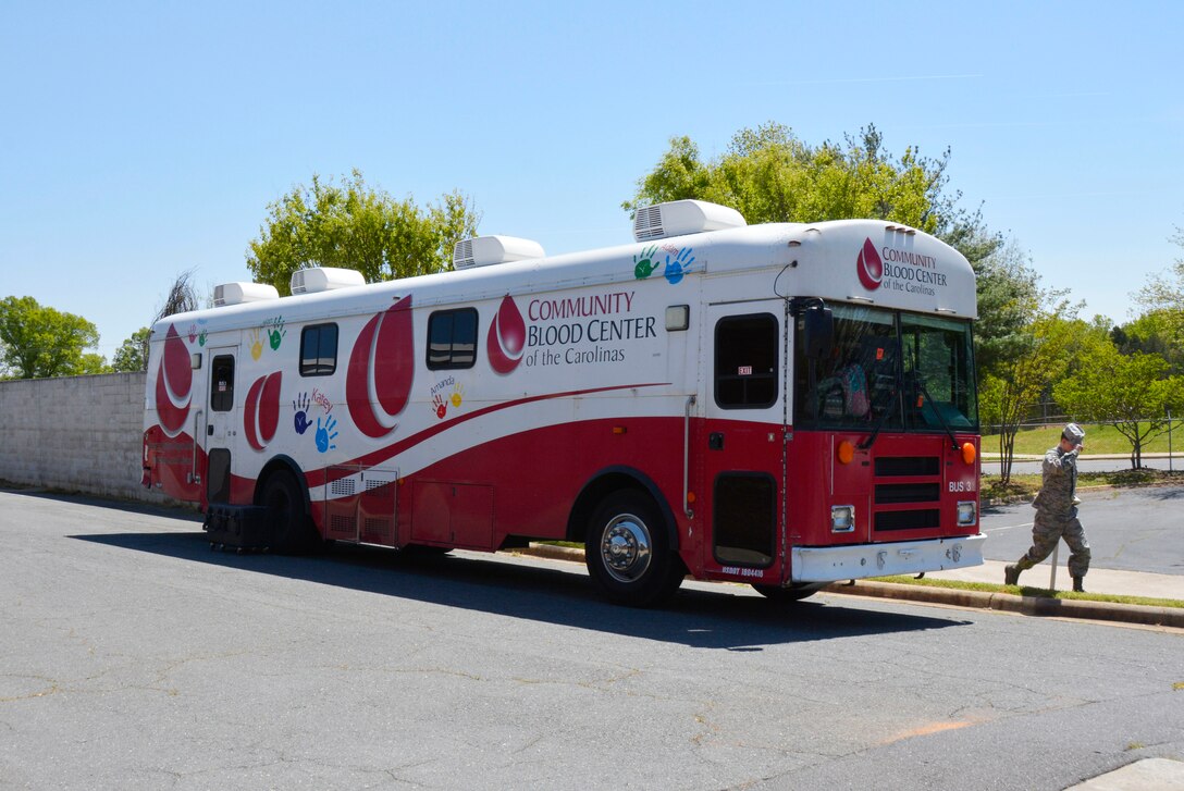 Airmen from the 145th Airlift Wing rolled up their sleeves to donate blood as they stepped into the Community Blood Center of the Carolinas (CBCC) bloodmobile during a blood drive held at the North Carolina Air National Guard Base, Charlotte Douglas International Airport, April 9, 2016. All blood donated through CBCC goes to help patients in local community hospitals. (U.S. Air National Guard photo by Master Sgt. Patricia F. Moran/Released)