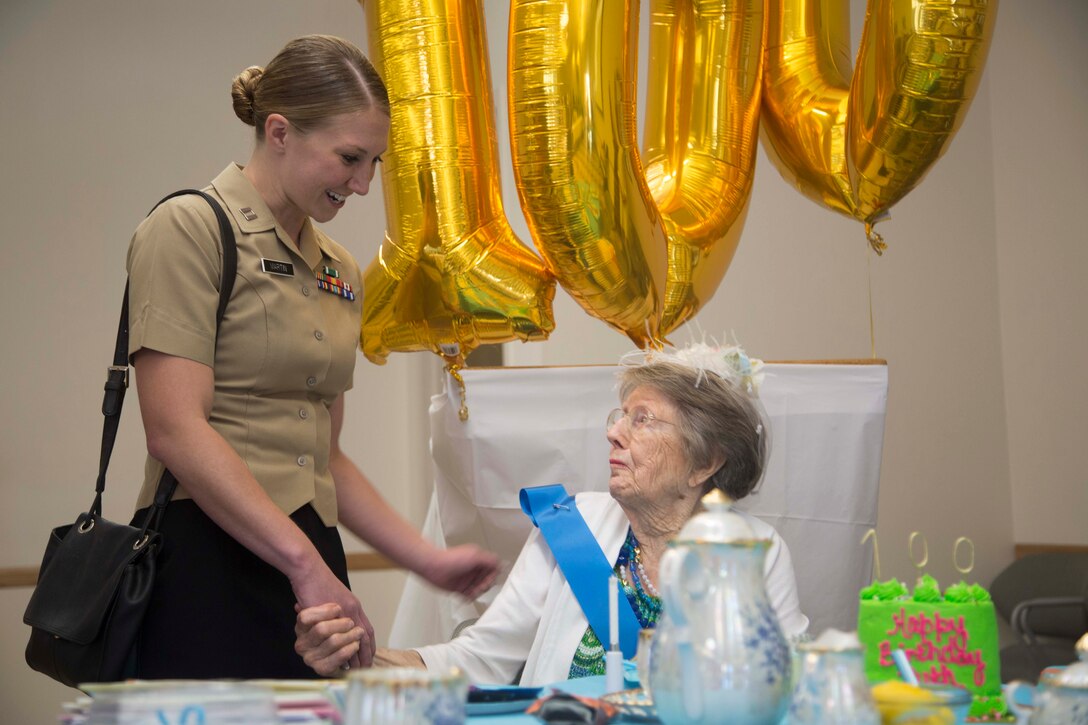 Female Marine and WWII veteran Gladys "Ruth" Gallivan celebrates her 100th birthday and discusses her Marine Corps career. She served in the Marine Corps Women's reserve command from 1943 to 1946 aboard Marine Corps Air Station Miramar, California. 