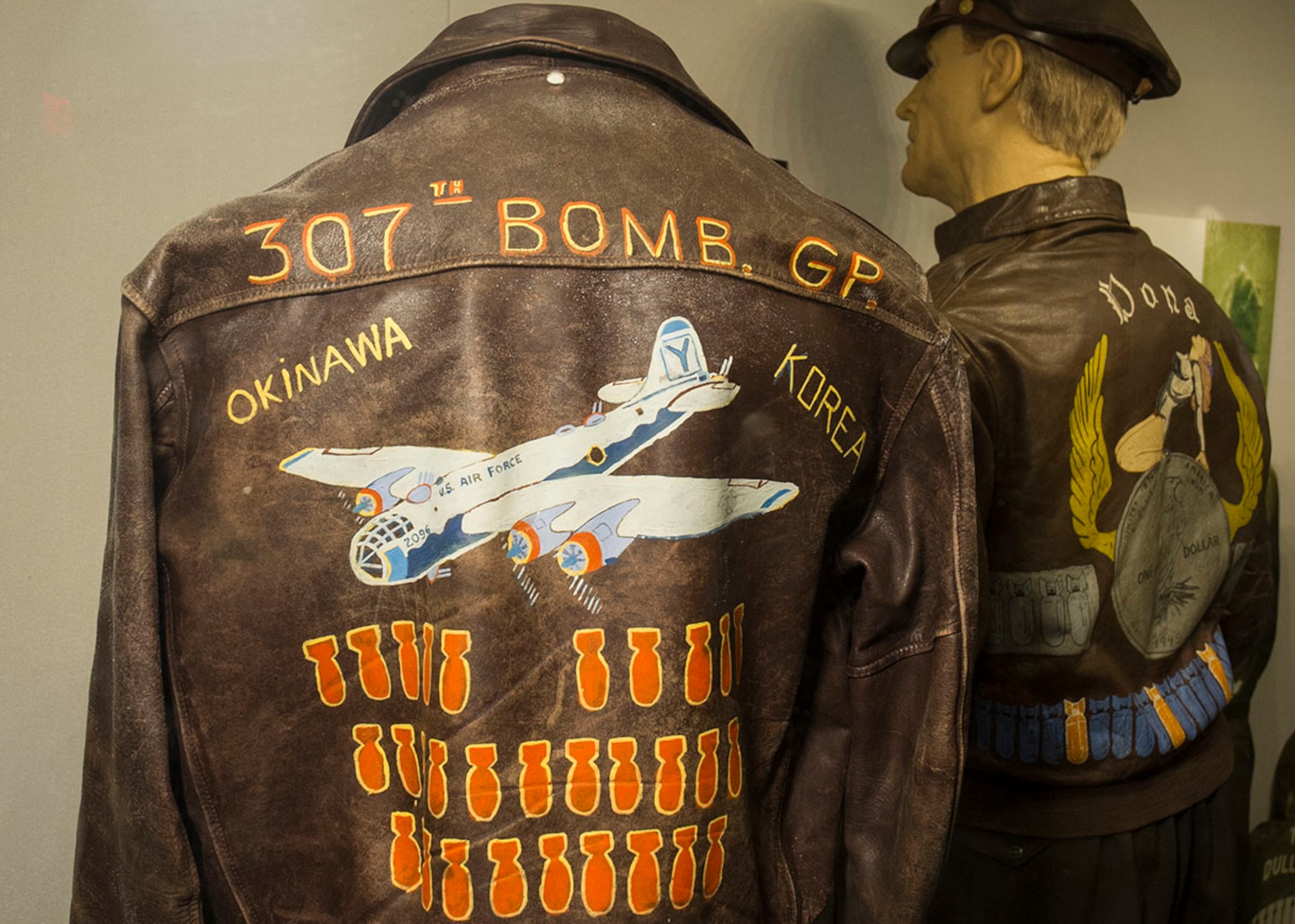 World War II Aviator Jackets exhibit at the National Museum of the U.S. Air Force. (U.S. Air Force photo by Ken LaRock)