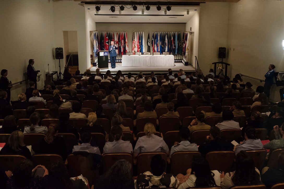 Air Force Gen. Paul J. Selva, vice chairman of the Joint Chiefs of Staff, speaks to attendees at the Officer Women Leadership Symposium in Arlington, Va., April 21, 2016. DoD photo by Army Staff Sgt. Sean K. Harp