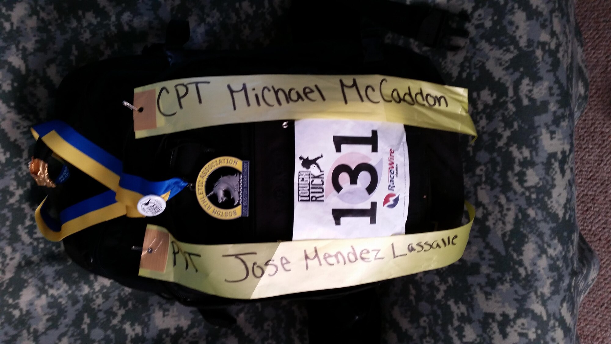 A seven-man team from Westover Air Reserve Base completed the 2016 Tough Ruck Marathon in Concord Mass Saturday April 16.
The team had a combined over 350 years of life, 150 years of military experience, and over 235 lbs of ruck on their backs.
