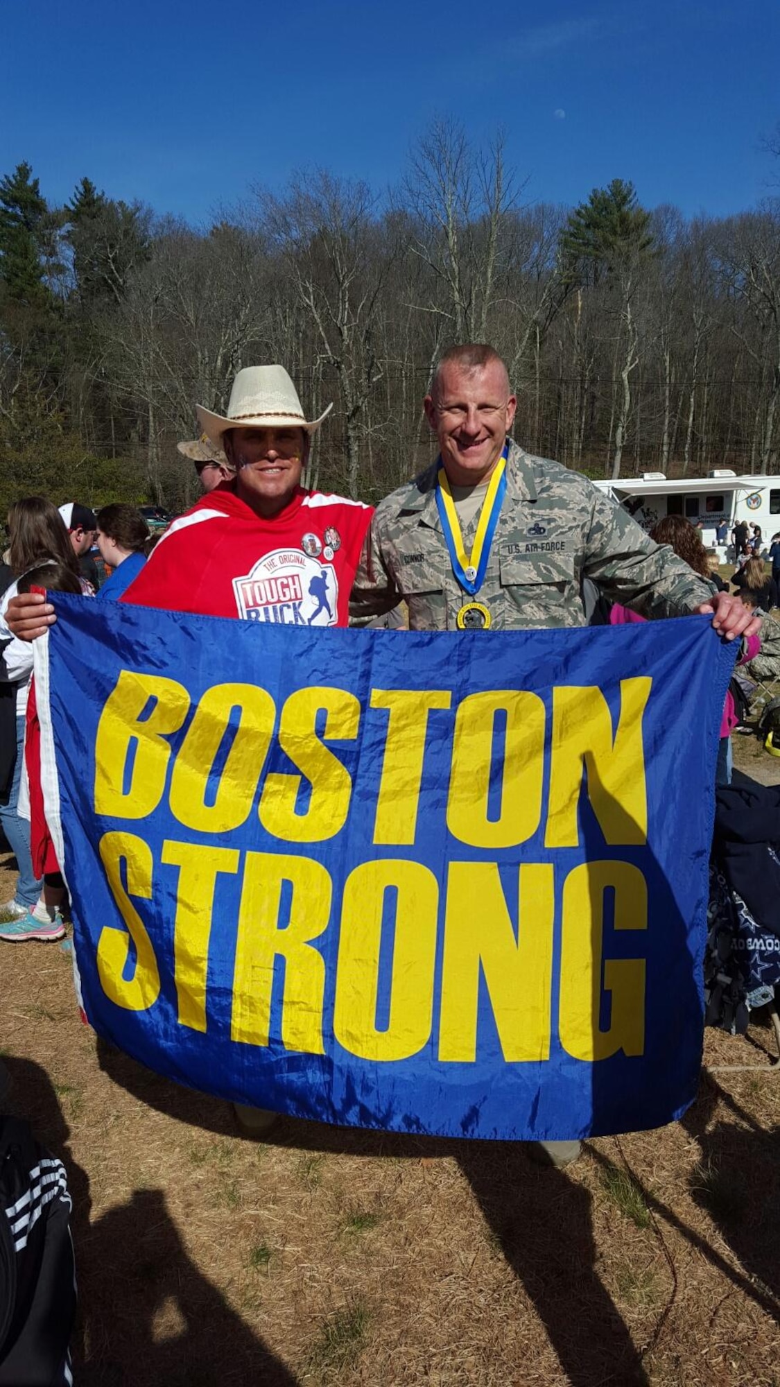 A seven-man team from Westover Air Reserve Base completed the 2016 Tough Ruck Marathon in Concord Mass Saturday April 16.
The team had a combined over 350 years of life, 150 years of military experience, and over 235 lbs of ruck on their backs.
