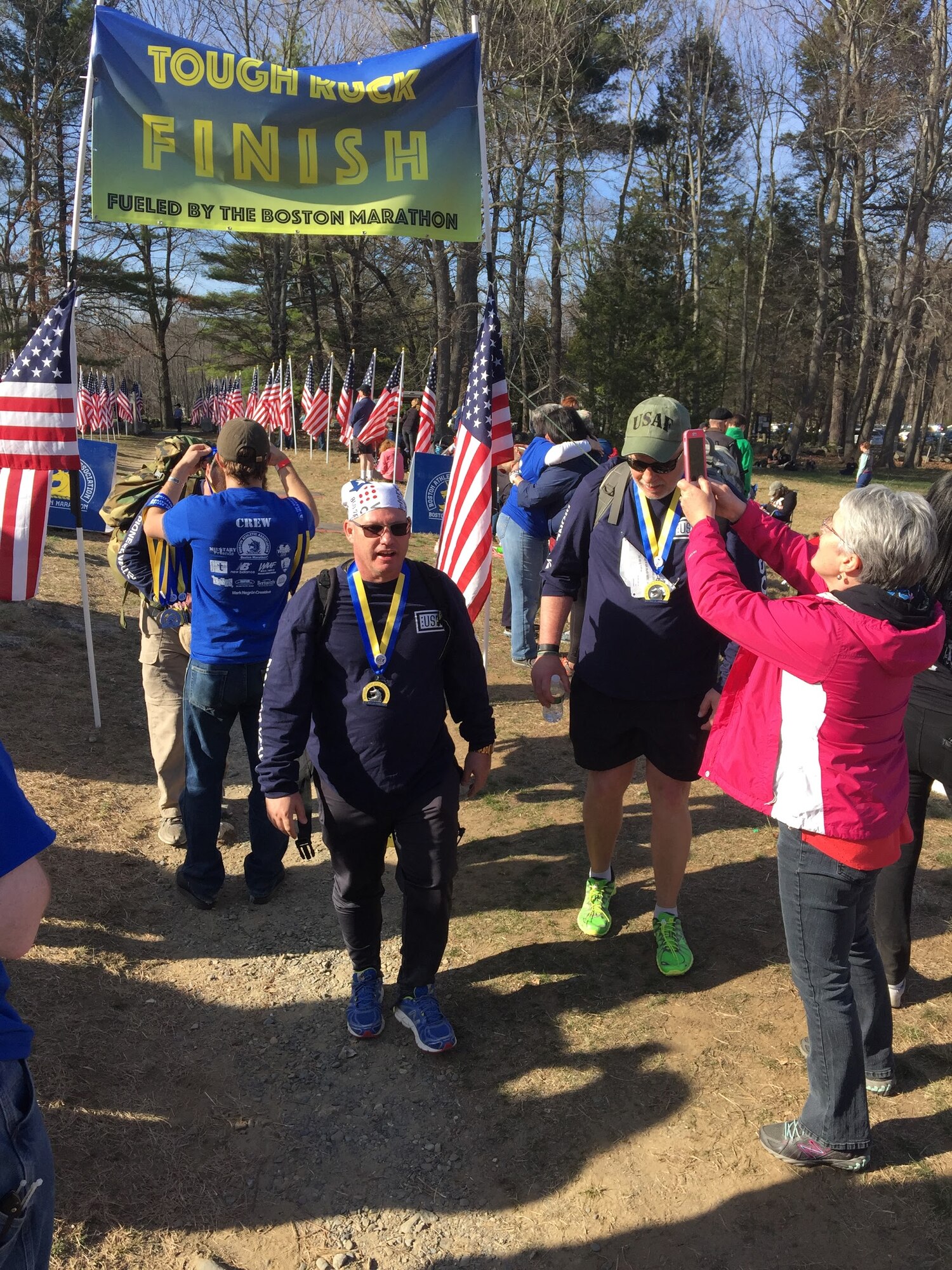 A seven-man team from Westover Air Reserve Base completed the 2016 Tough Ruck Marathon in Concord Mass Saturday April 16.
The team had a combined over 350 years of life, 150 years of military experience, and over 235 lbs of ruck on their backs.
