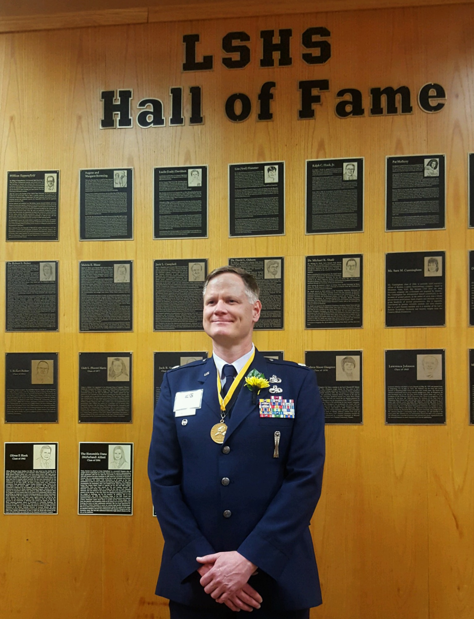 Lee's Summit High School inducted Lt. Col. Joseph Walter into its hall of fame April 9, 2016. Walter was among four other honorees and graduated with the class of 1982. (Courtesy Photo)