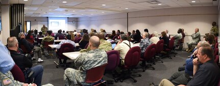 Soldiers and civilian staff members from the installation's tenant units attended an anti-terrorism and active shooter training brief conducted by the 85th Support Command's G2 Physical Security team, April 5, 2016. The training was conducted to inform facility staff members of how to handle an active shooter situation and how to conduct themselves so as to not be an easy target for potential adversaries.
(Photo by Sgt. 1st Class Anthony L. Taylor)