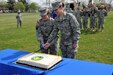 Maj. Gen. Margaret W. Boor, commanding general of the U.S. Army Reserve’s 99th Regional Support Command, left, and Pvt. Katherine Rios-Cuartas of the Army Reserve’s 77th Sustainment Brigade cut the Army Reserve birthday cake during the Army Reserve 108th birthday celebration April 22 on Joint Base McGuire-Dix-Lakehurst, New Jersey. “We salute all those who have served, and continue to serve – Soldiers, Civilians and their Families – for their remarkable dedication to our country,” Boor said.