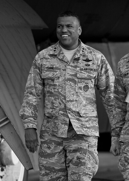Maj. Gen. Richard Clark, 8th Air Force commander, walks beside a B-52H Stratofortress at Minot Air Force Base, N.D., April 12, 2016 during Exercise Constant Vigilance.  Constant Vigilance is an annual Air Force Global Strike Command exercise designed to train and test the command’s ability to perform its mission. (U.S. Air Force photo/Airman 1st Class J.T. Armstrong)