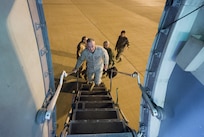 Marine Corps Gen. Joe Dunford, chairman of the Joint Chiefs of Staff, boards a C-17 after a visit to Iraqi’s Kurdistan region, April 22, 2016. Dunford visited Iraq to assess the campaign against the Islamic State of Iraq and the Levant. DoD photo by Navy Petty Officer 2nd Class Dominique A. Pineiro