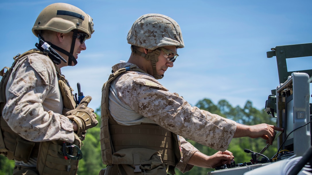 Marines monitor and guide a remote controlled robot to the site of a simulated Improvised Explosive Device during training aboard Marine Corps Air Station Beaufort April 19. Marines need to be prepared for real world scenarios to arise that require their expertise. Disposing of ordnance is a vital contribution to the Marine Corps mission success. The Marines are technicians with EOD.