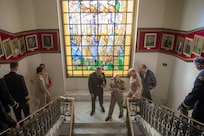 Marine Corps Gen. Joe Dunford, chairman of the Joint Chiefs of Staff, walks with Egyptian Defense Minister Col. Gen. Sedki Sobhy at the Ministry of Defense in Cairo, April 23, 2016. Dunford is traveling overseas to meet with military leaders and foreign dignitaries to discuss issues confronting the United States and its allies, including efforts to accelerate the lasting defeat of the Islamic State of Iraq and the Levant. DoD photo by Navy Petty Officer 2nd Class Dominique A. Pineiro
