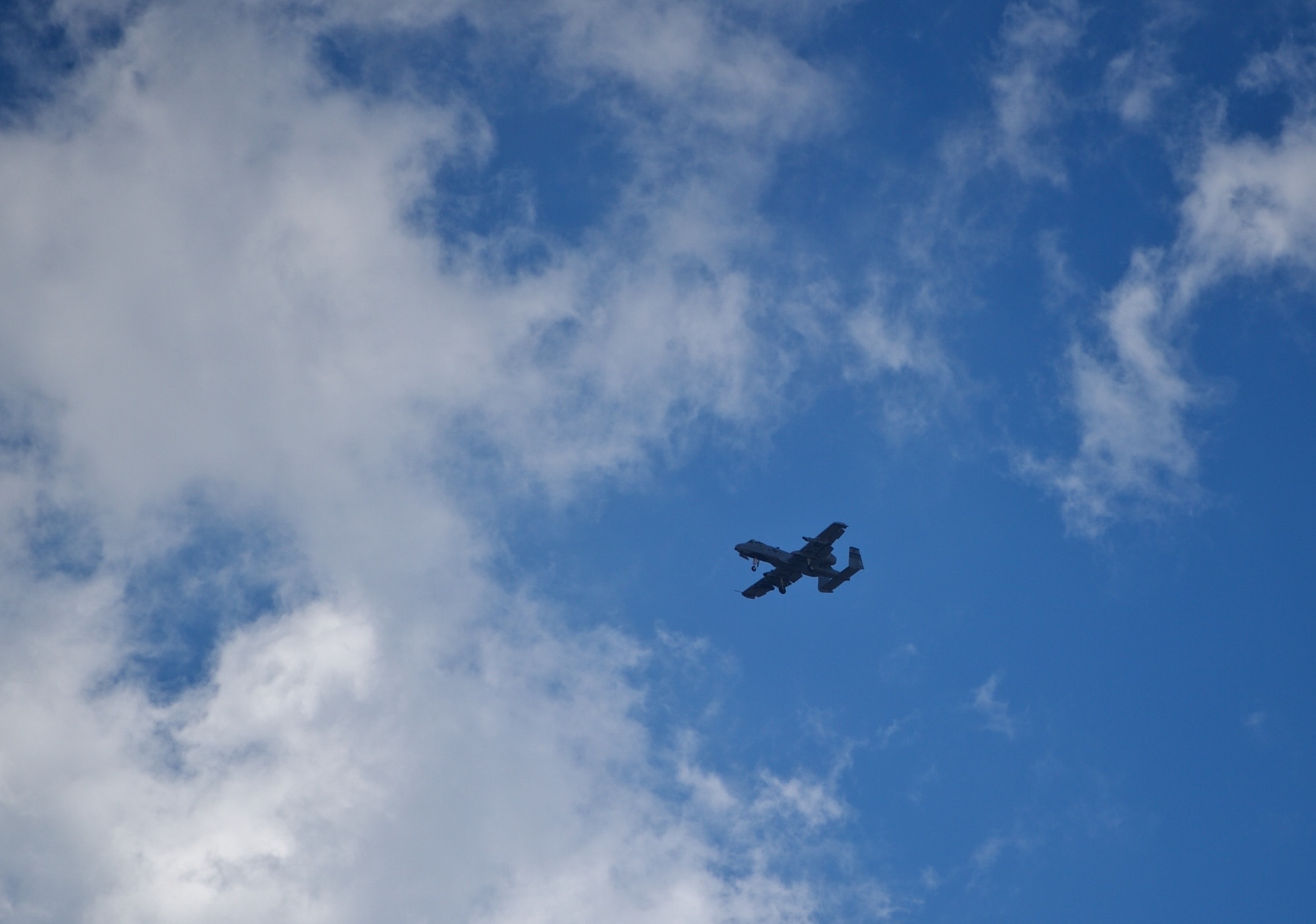 A U.S. Air Force A-10C Thunderbolt II flies over Clark Air Base, Philippines, upon return from a maritime domain awareness mission April 21, 2016. The aircraft can be serviced and operated from various bases with little dependency on facility types, additionally; many of its parts are interchangeable left and right, including the engines, main landing gear and vertical stabilizers. These unique aspects of the aircraft allow the aircrew and maintainers to deploy with minimal equipment and still ensure the jets are ready to fly missions out of Clark AB at a moment’s notice exercising the rights of freedom of navigation in international waters and international airspace. (U.S. Air Force photo by Capt. Susan Harrington)