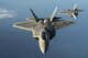 Two F-22 Raptors from the 95th Fighter Squadron at Tyndall Air Force Base, Fla., fly over the Baltic Sea on Sept. 4, 2015. Like the F-22 deployment last year, two F-22s deployed to Mihail Kogalniceanu Air Base, Romania. While in Europe, U.S. Air Force aircraft and Airmen will conduct air training with other Europe-based aircraft. (U.S. Air Force photo/Tech. Sgt. Jason Robertson)