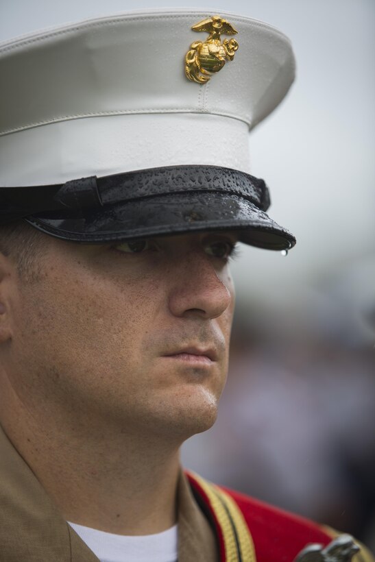 U.S. Marine Staff Sgt. Ronald Orange, drum major, U.S. Marine Corps Forces, Pacific band performs during the Flag Day Ceremony in American Samoa Apr. 18, 2016. The band traveled to American Samoa to participate in their annual Flag Day Ceremony.