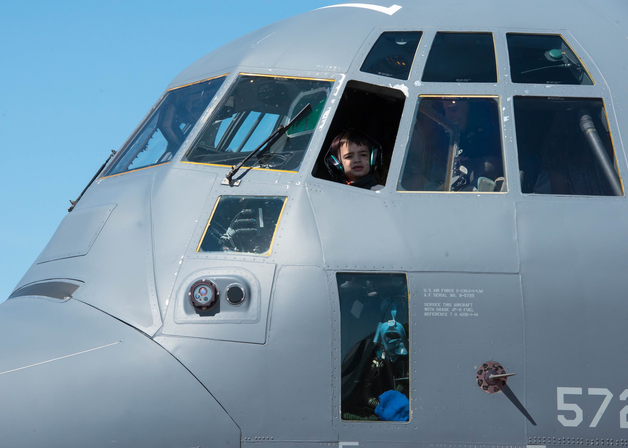 A child tours the cockpit of a C-130 Hercules during the AirPower over Hampton Roads Open House at Langley Air Force Base, Va., April 24, 2016. The open house gives military and civilian personnel the opportunity to get up-close-and-personal with various aircraft and witness the Air Force’s past and present capabilities in airpower.  (U.S. Air Force photo by Staff Sgt. J.D. Strong II)