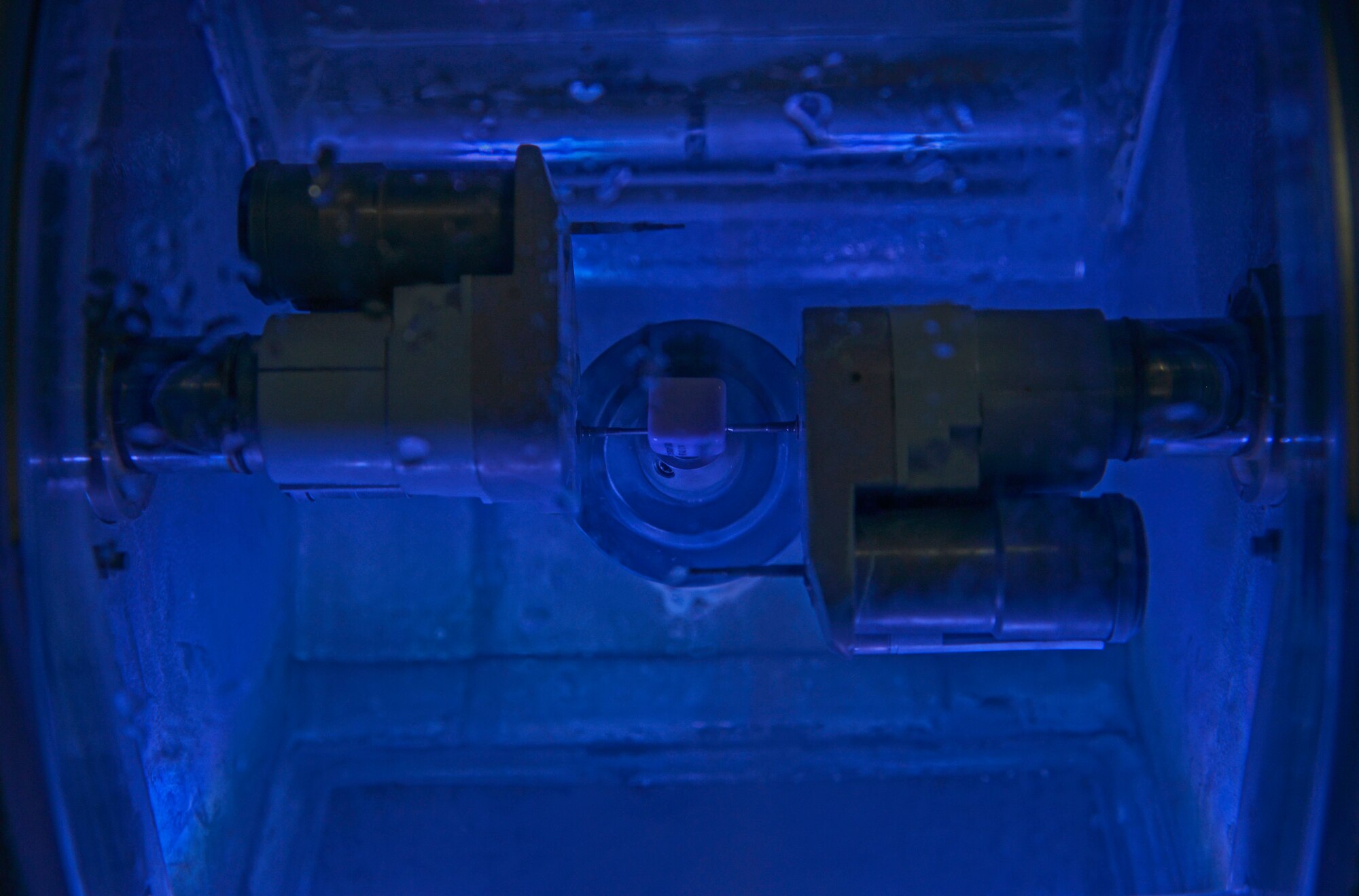 A milling machine molds a ceramic block to be used to mold a crown for a patient's tooth at Yokota Air Base, Japan, April 19, 2016. The milling machine improves the veneer mold creation process by 23 hours compared to the previous process. (U.S. Air Force photo by Senior Airman David Owsianka/Released)