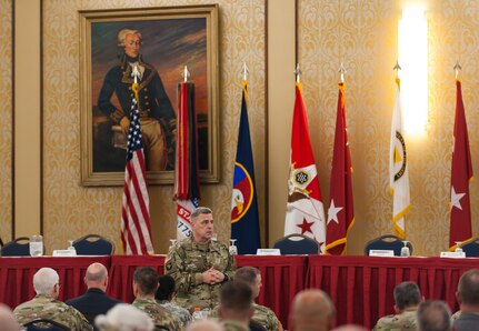 Gen. Mark A. Milley, Chief of Staff of the Army, addresses U.S. Army Reserve senior leaders at the Iron Mike Conference, April 25, 2016, Fort Bragg, N.C. With the readiness of the Total Army as his number one priority, Milley said, "It is our job to be ready, to provide options to the President of the United States." (U.S. Army photo by Timothy L. Hale) (Released)