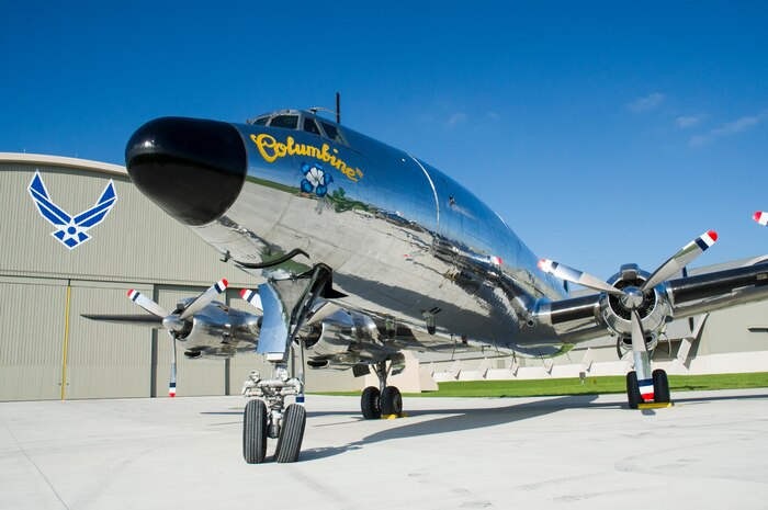 DAYTON, Ohio -- The Lockheed VC-121E “Columbine III” at the National Museum of the United States Air Force on April 23, 2016. This aircraft is one of ten Presidential aircraft in the collection. (U.S. Air Force photo by Ken LaRock)
