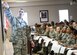 Staff Sgt. Joshua Ayers, a 59th Training Group military training leader, gives an orientation briefing to new students April 14, 2016, on Joint Base San Antonio-Fort Sam Houston, Texas. The 59th TRG welcomes an average of 80 new technical training students every week. The group was activated on Jan. 4, 2016, when the 59th Medical Wing assumed command of the group from the 37th Training Wing. (U.S. Air Force photo/Staff Sgt. Michael Ellis)