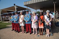 Members of the Royal Fiesta Court attend the 2016 Air Force Basic Military Training Fiesta Graduation Parade April 15, 2016, at Joint Base San Antonio-Lackland, Texas. The Fiesta San Antonio Commission preserves and promotes the culture, history, heritage and traditions of San Antonio during Fiesta San Antonio, a celebration of military history surrounding the siege and final assault on the Alamo in San Antonio and the Battle of San Jacinto, Texas, both occurring in 1836. 