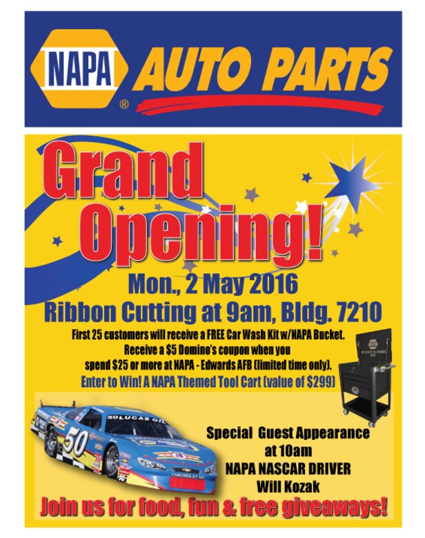NAPA Auto Parts grand opening May 2 > Edwards Air Force Base > News