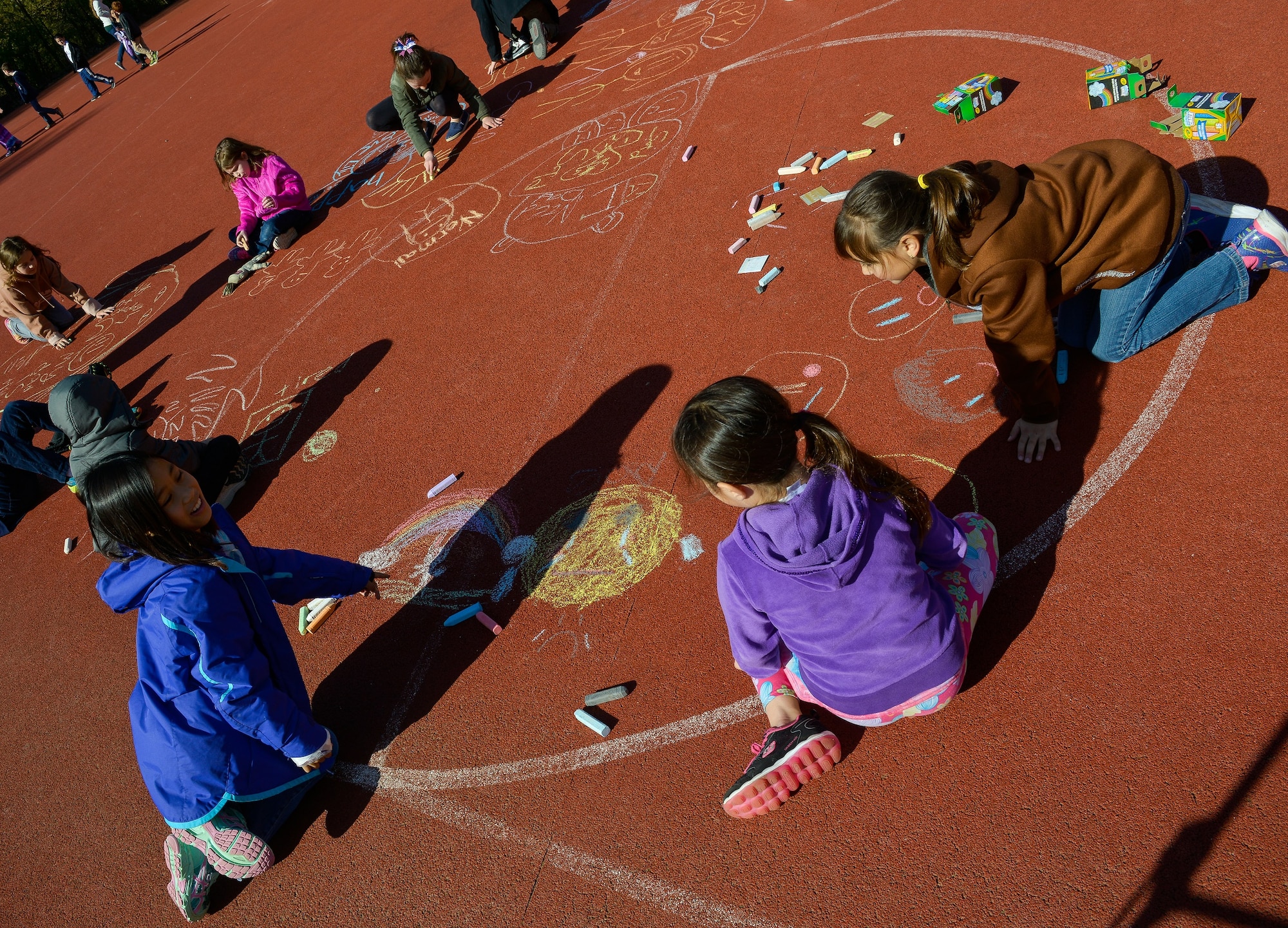 Children from Vogelweh Elementary School draw out their emotions during a therapy session April 21, 2016, at Vogelweh Air Base, Germany. During the Turkey evacuation, dozens of families separated from service members in Turkey and some are now in the Kaiserslautern Military Community. (U.S. Air force photo/Airman 1st Class Lane T. Plummer) 