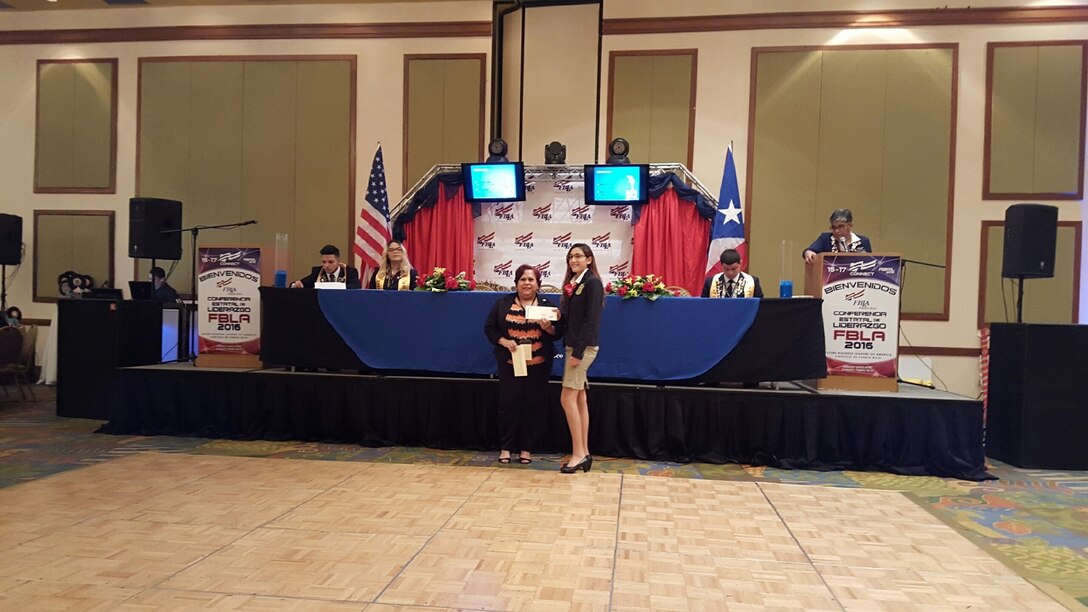 Isabella Calzadillas, daughter of Lt. Col. Arturo Calzadillas, Assistant Chief of Staff for the 1st Mission Support Command, won 1st Place during the FBLA 2015-2016 Puerto Rico State Competitive Events and will head to the National Leadership Conference in Atlanta, Georgia this summer representing Antilles High School and Puerto Rico. Isabella will be competing in the Job Interview Category.