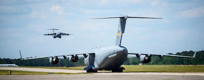 A Joint Base Charleston C-17 Globemaster III taxis towards the runway April 25, 2016, on JB Charleston – Air Base, S.C. The 437th Airlift Wing flew into Manta, Ecuador, in support of earthquake relief operations. Aboard the aircraft were Army personnel from the Contingency Response Group as well as equipment including a mobile control tower and a five-passenger vehicle. The 437th AW provides global reach airlift capability at anytime and anywhere in the world. Whenever natural disasters occur, the 437th AW can provide humanitarian aid in a moment’s notice. (U.S. Air Force photo/Senior Airman Clayton Cupit)
