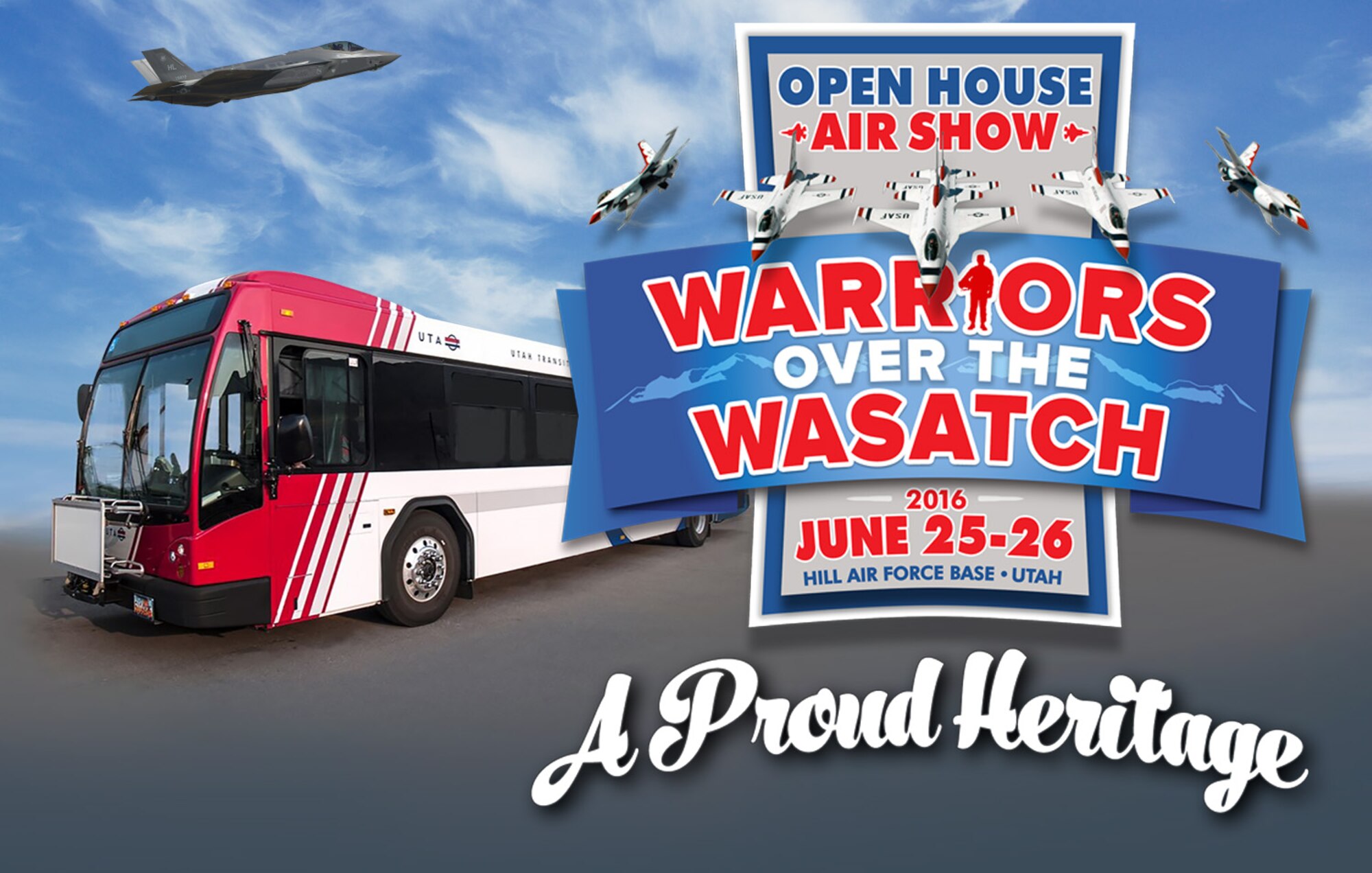 UTA will offer extra trains to facilitate FrontRunner service to and from the Warriors Over The Wasatch open house and air show on Saturday, June 25, as well as three FrontRunner trips before and after the show on Sunday, June 26. (U.S. Air Force graphic by David Perry)