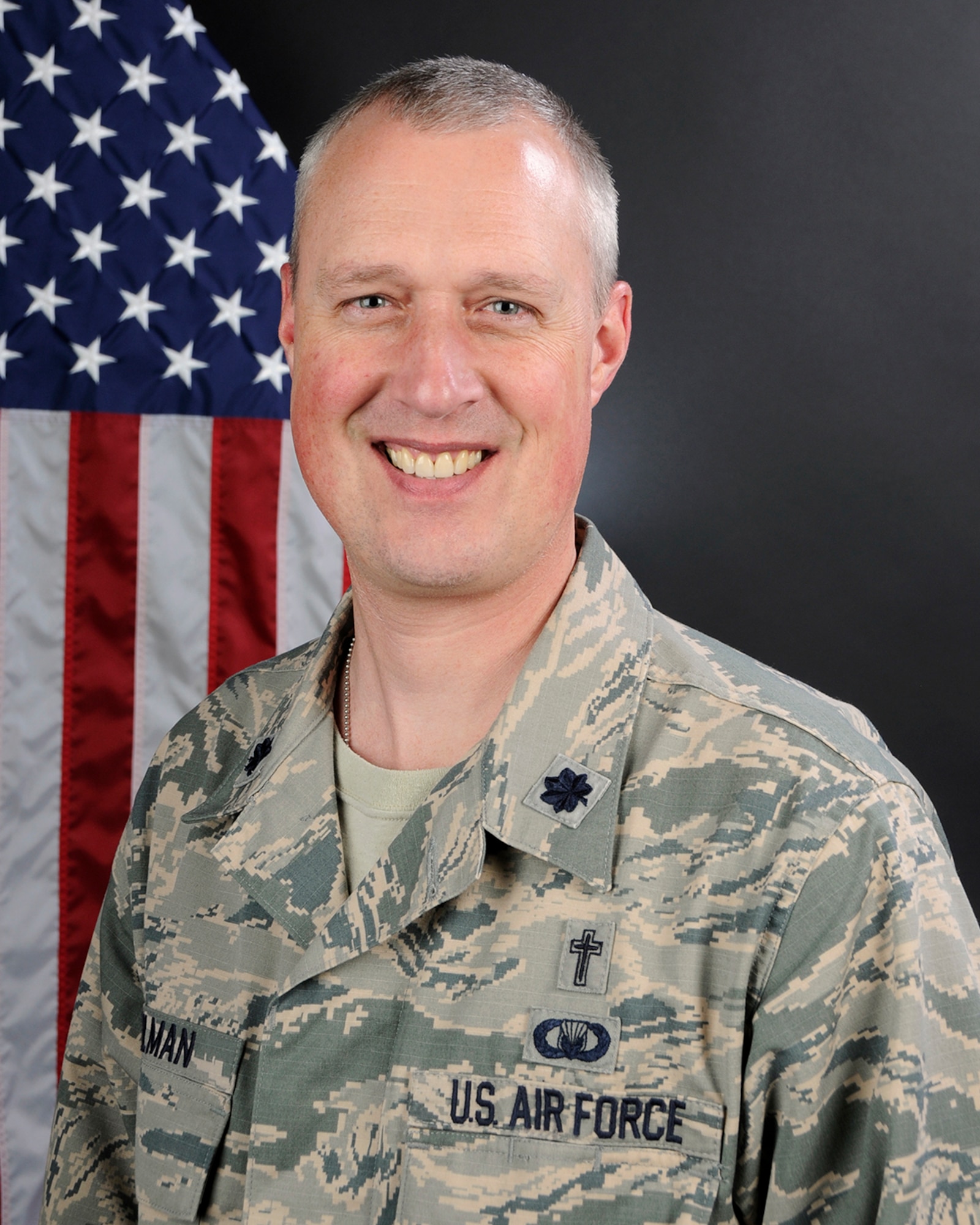 U.S. Air Force portrait of Lt. Col. Brian Bohlman, a chaplain assigned to the 169th Fighter Wing, April 27, 2016. (U.S. Air National Guard photo by Airman 1st Class Megan Floyd)